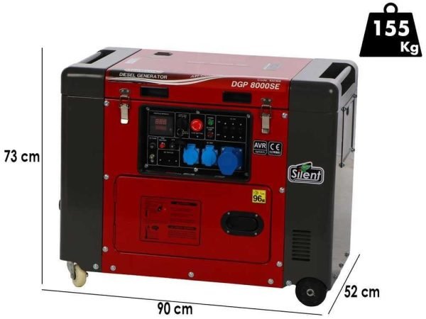 GeoTech Pro DGP8000SE-3 Stilstaande dieselstroomgenerator op wielen met AVR 6 kW - Afbeelding 4