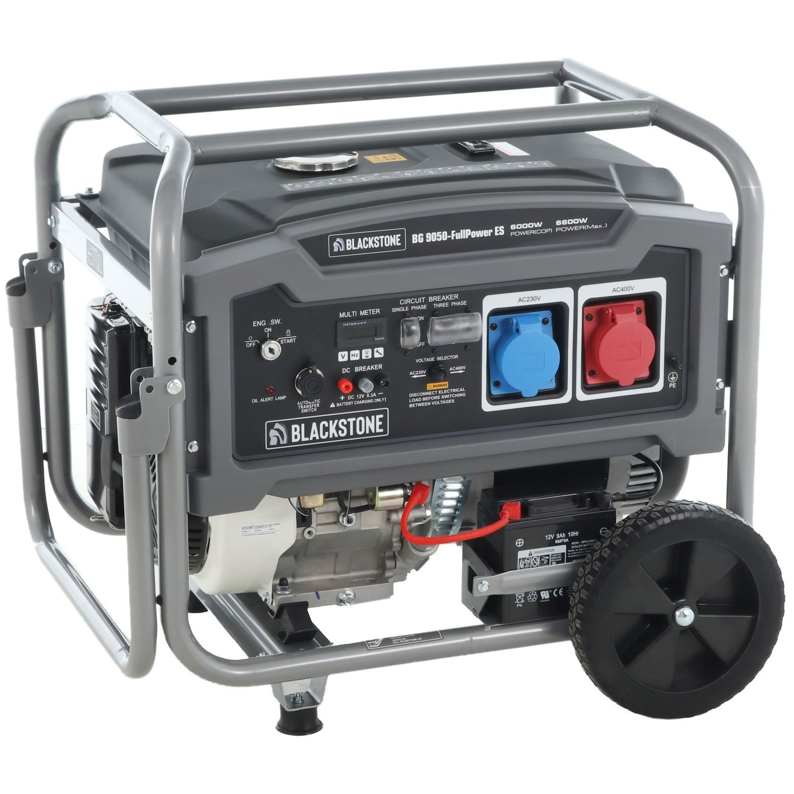 BlackStone BG 9050 - Benzinegenerator op wielen met AVR 6,6 kW - Continu 6 kW Full-Power + ATS