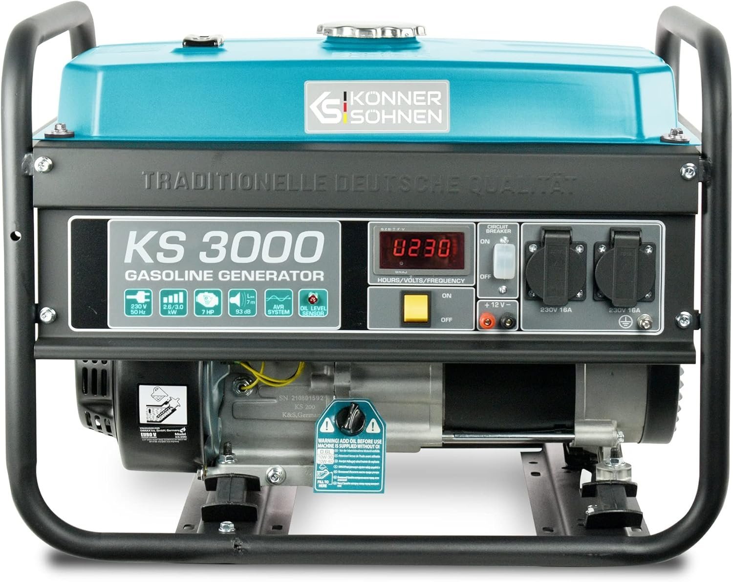 De benzinegenerator KS 3000E van het Duitse merk Könner & Söhnen